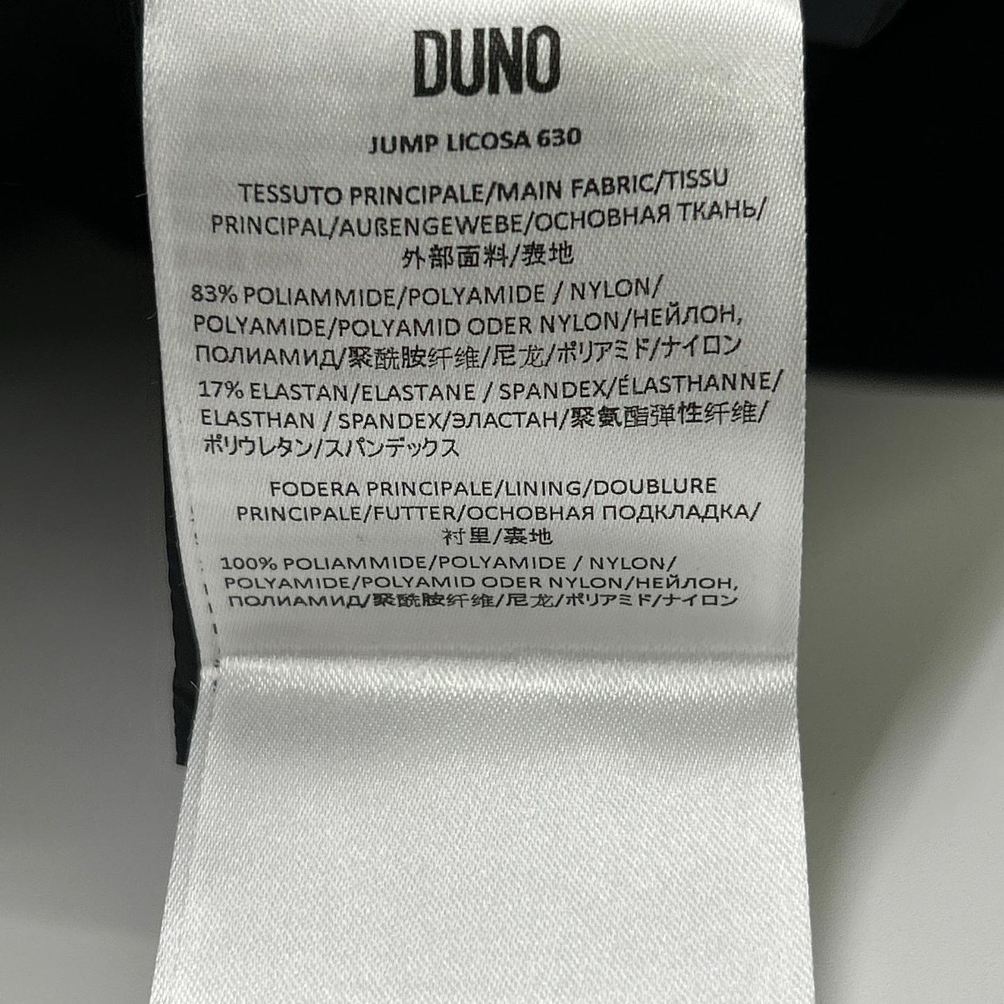 DUNO Black JUMP LICOSA Stretch Nylon Down Jacket Size 46
