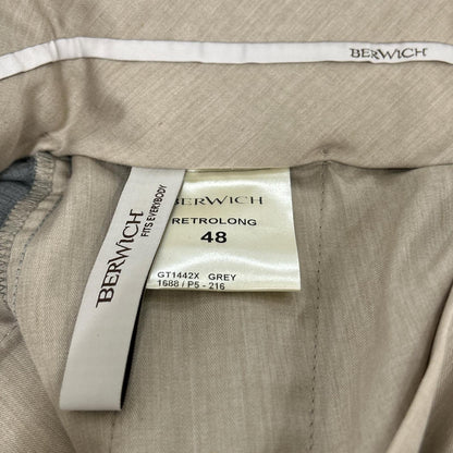 BERWICH Grey 1-Pleat Tapered Wool Pants Size 48