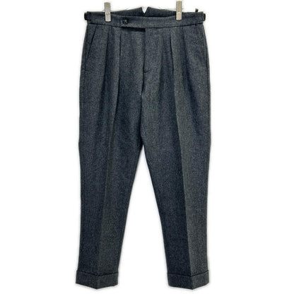 BERWICH Grey Scotch 2-Pleat Cropped Flannel Pants Size 46
