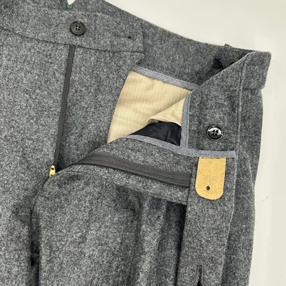 BERWICH Grey Scotch 2-Pleat Cropped Flannel Pants Size 46