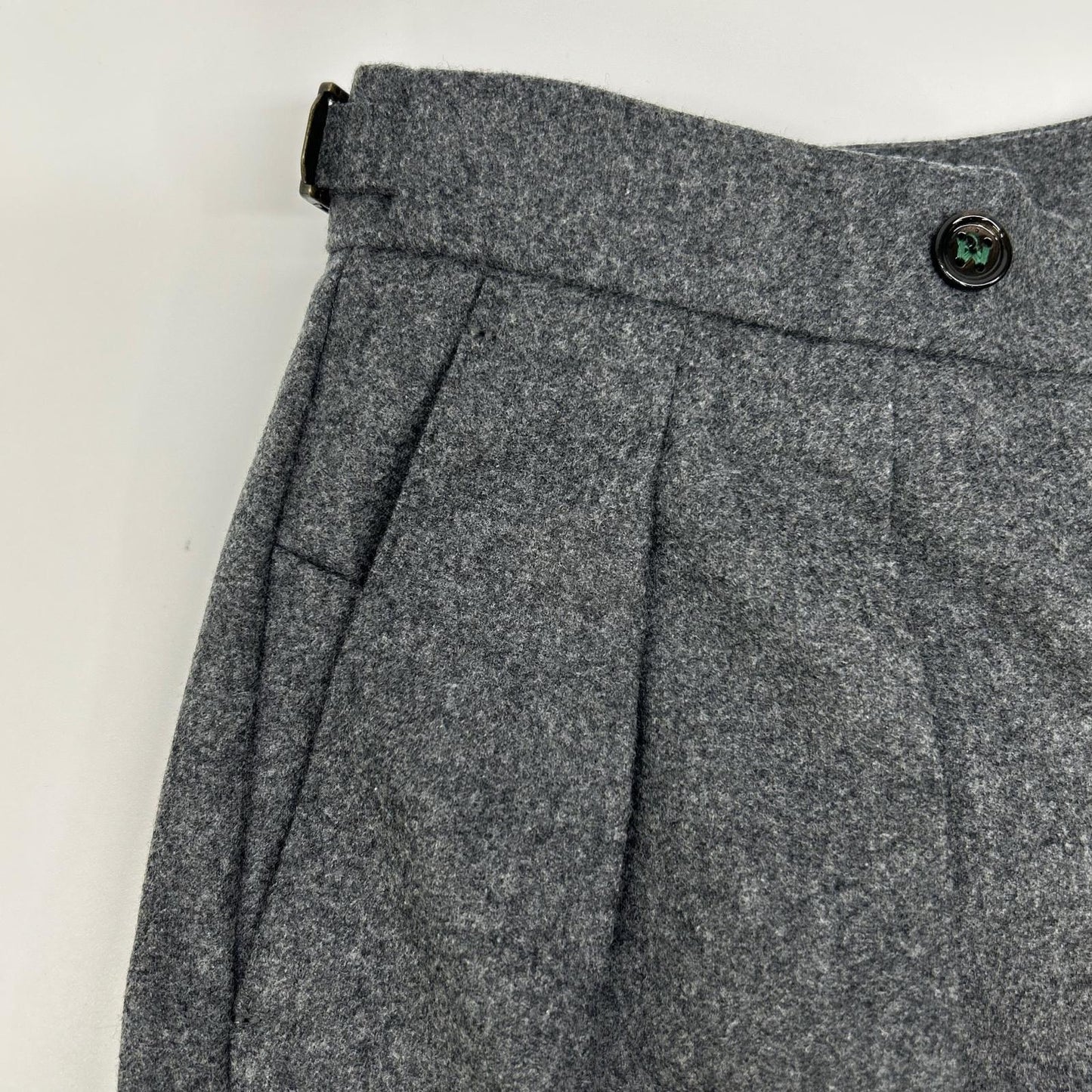 BERWICH Grey Scotch 2-Pleat Cropped Flannel Pants Size 46