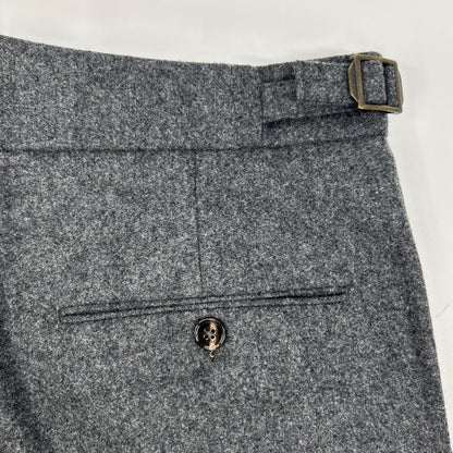 BERWICH Grey Scotch 2-Pleat Cropped Flannel Pants Size 46