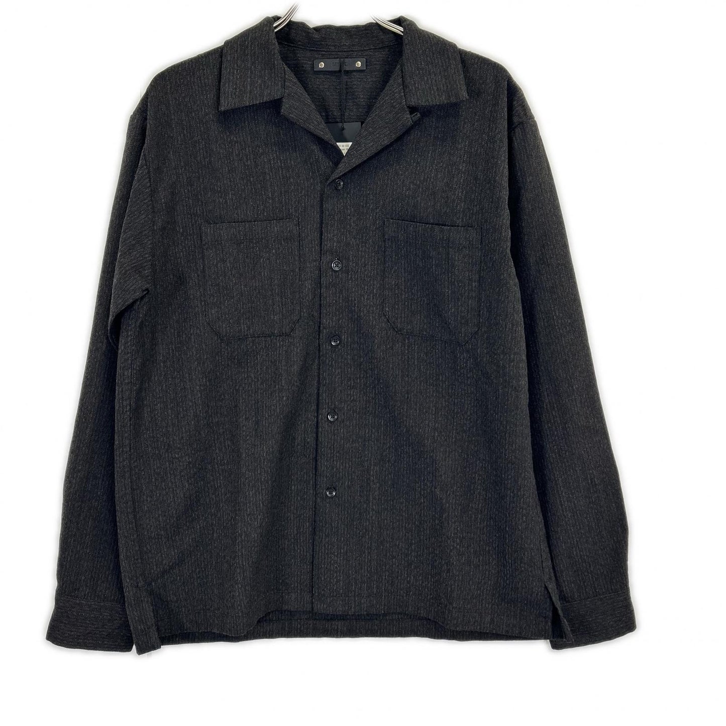 MINEDENIM Black Open Collar Wool Shirt Jacket Size 2