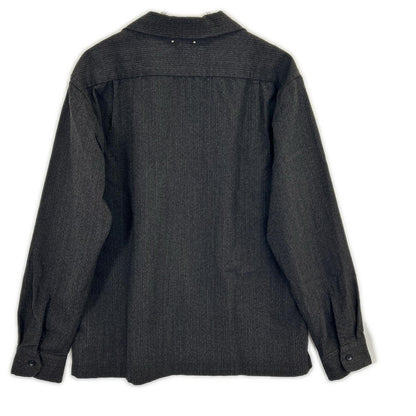 MINEDENIM Black Open Collar Wool Shirt Jacket Size 2