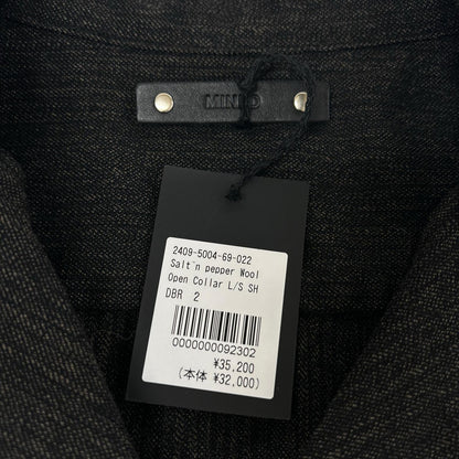 MINEDENIM Black Open Collar Wool Shirt Jacket Size 2