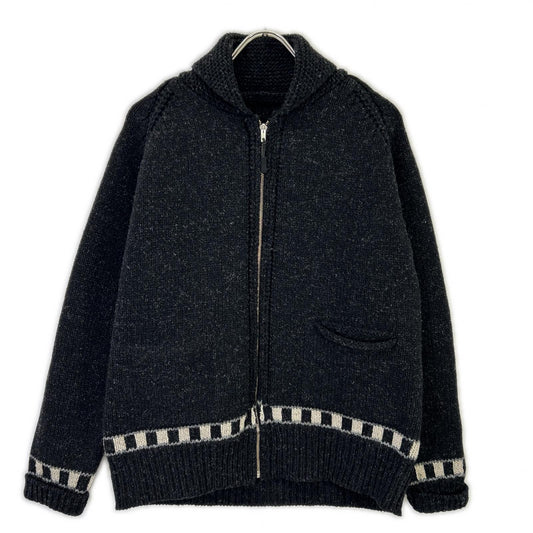 NIGEL CABOURN Black/White Zip Knit Jacket Size 46