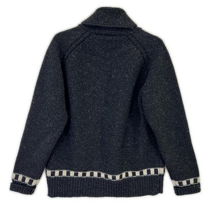 NIGEL CABOURN Black/White Zip Knit Jacket Size 46