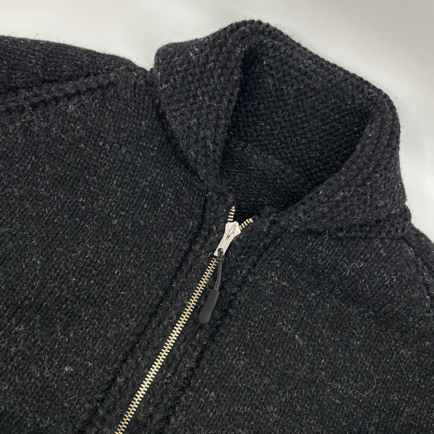 NIGEL CABOURN Black/White Zip Knit Jacket Size 46