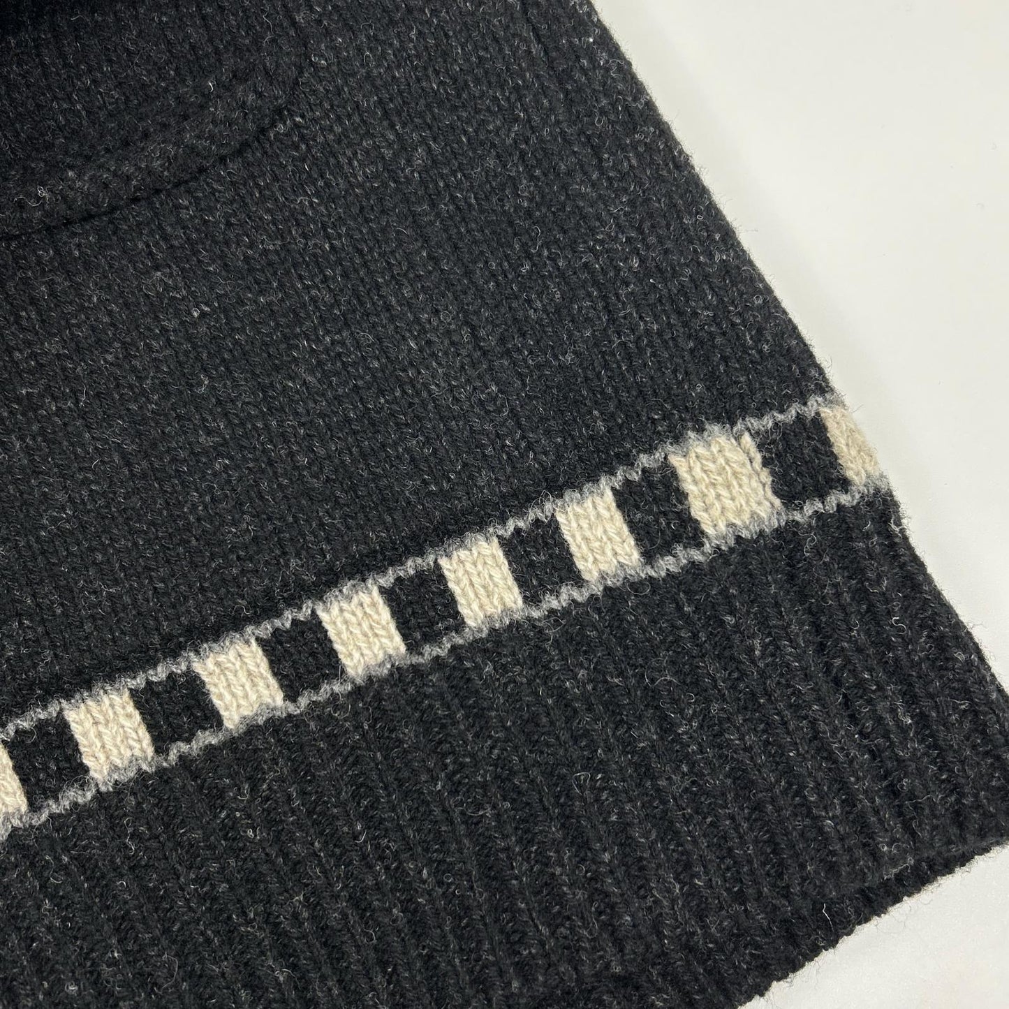 NIGEL CABOURN Black/White Zip Knit Jacket Size 46