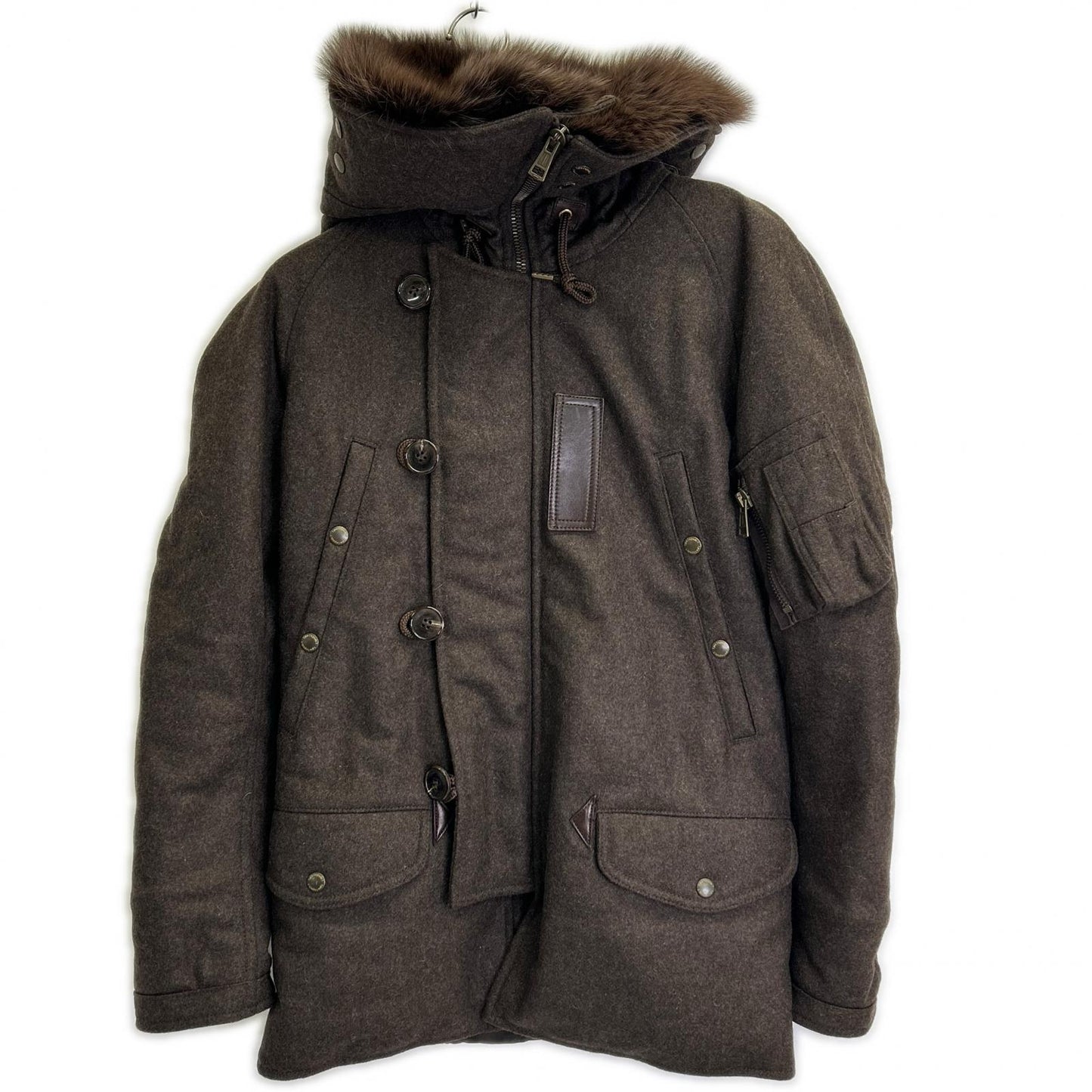 1piu1uguale3 N-3B Mod Coat Wool Leather Brown Size IV
