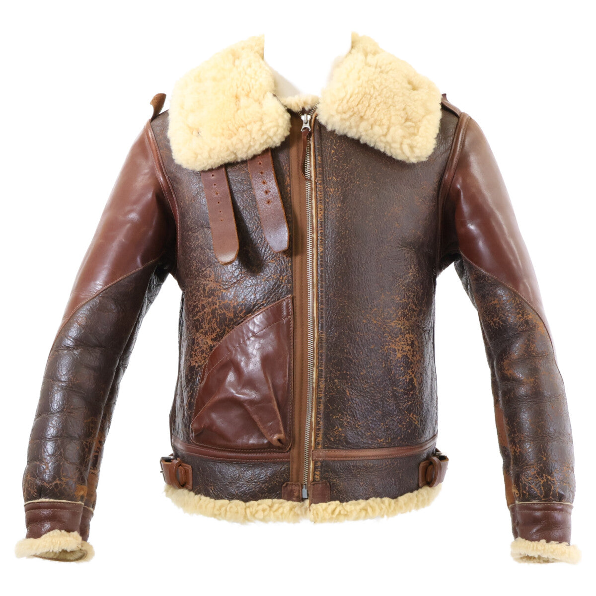 THE FEW B-3 ROUGH WEAR Horsehide Mouton Jacket Brown Size 36