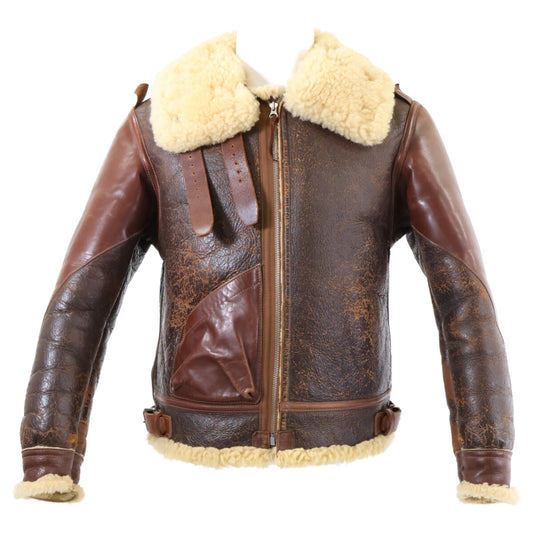 THE FEW B-3 ROUGH WEAR Horsehide Mouton Jacket Brown Size 36