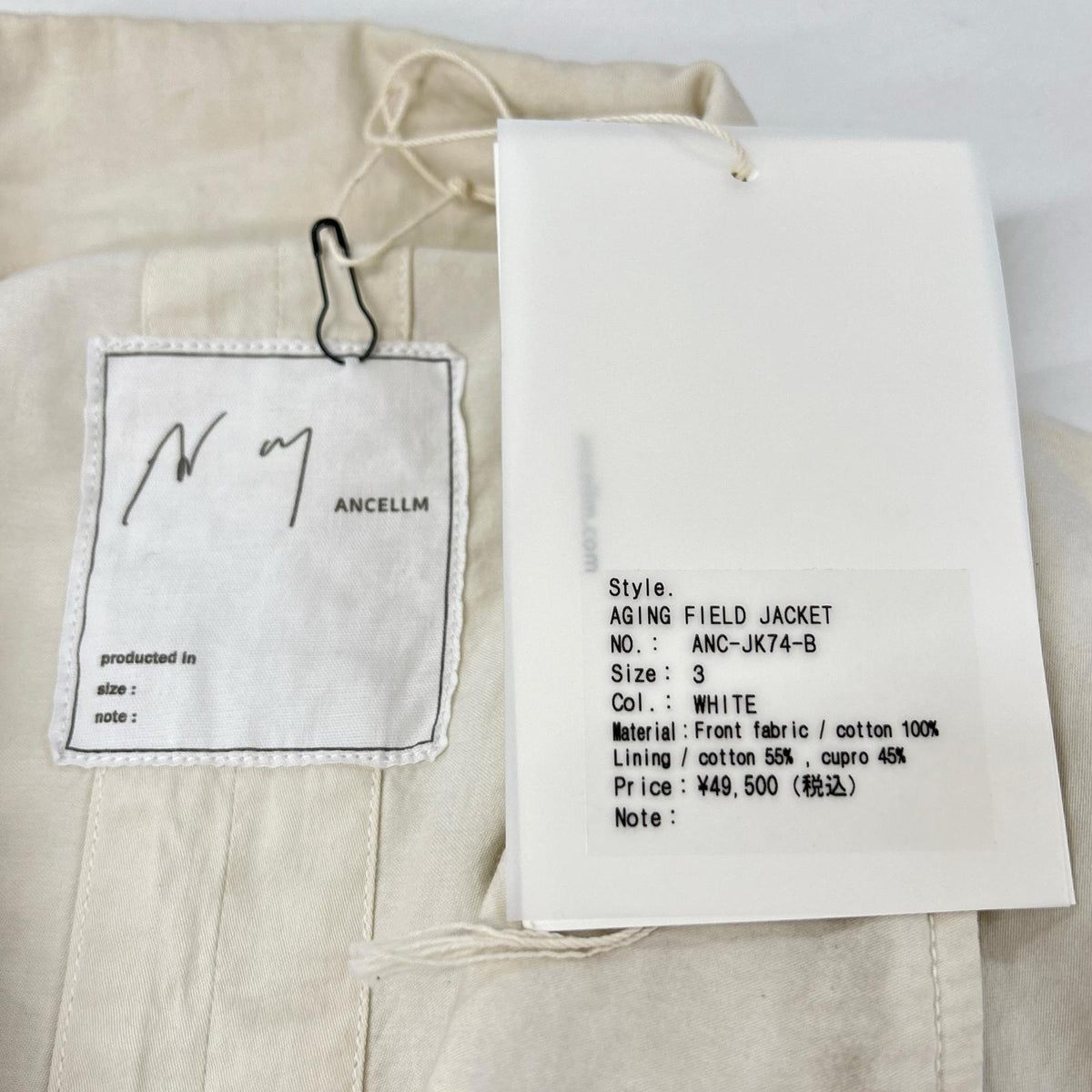 ANCELLM 26SS Aging Cotton Field Jacket White Size 3