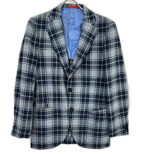 ISAIA Wool Sailor Tartan Check 2B Jacket Gray Size 42
