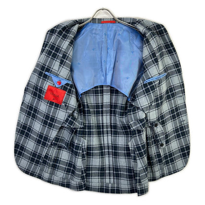 ISAIA Wool Sailor Tartan Check 2B Jacket Gray Size 42