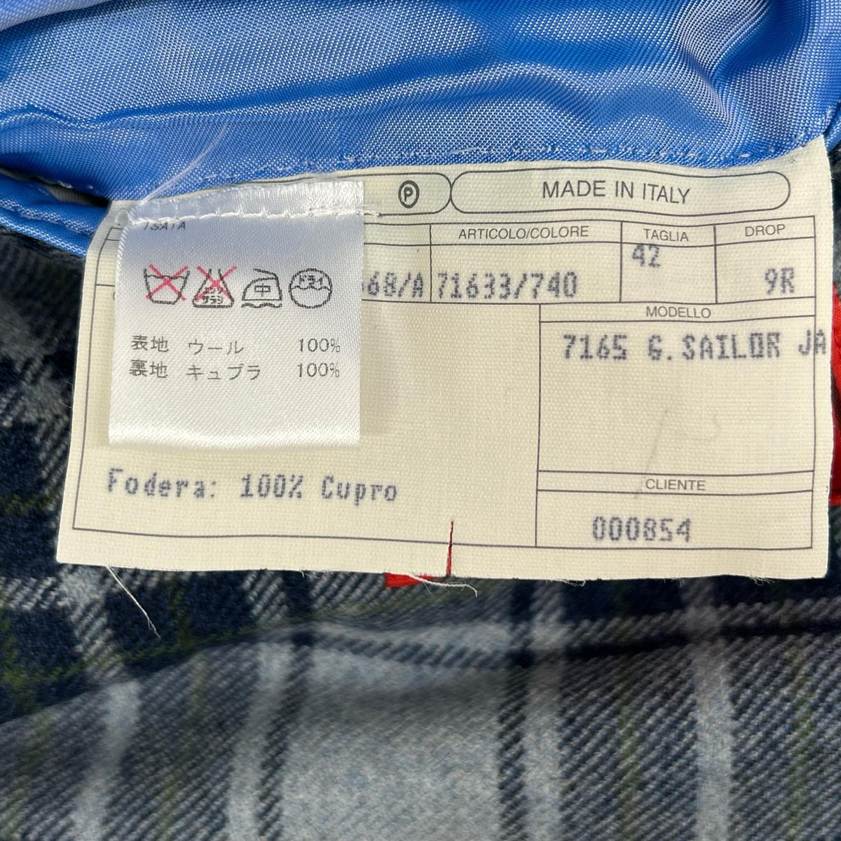 ISAIA Wool Sailor Tartan Check 2B Jacket Gray Size 42