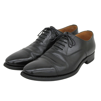 SCOTCH GRAIN Leather Straight Tip Sneakers Black Size 25.5