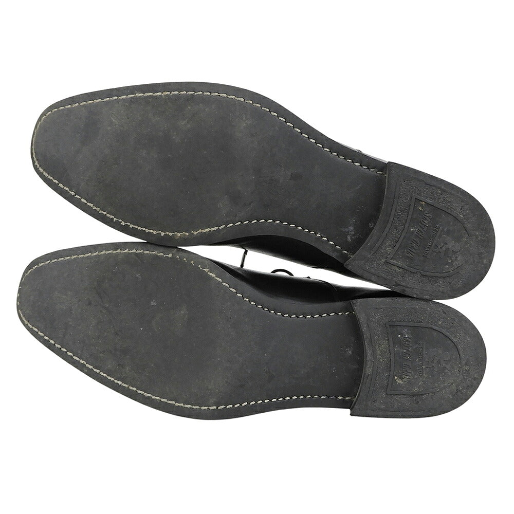 SCOTCH GRAIN Leather Straight Tip Sneakers Black Size 25.5