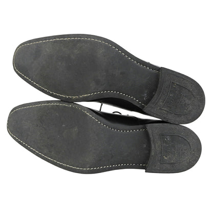 SCOTCH GRAIN Leather Straight Tip Sneakers Black Size 25.5