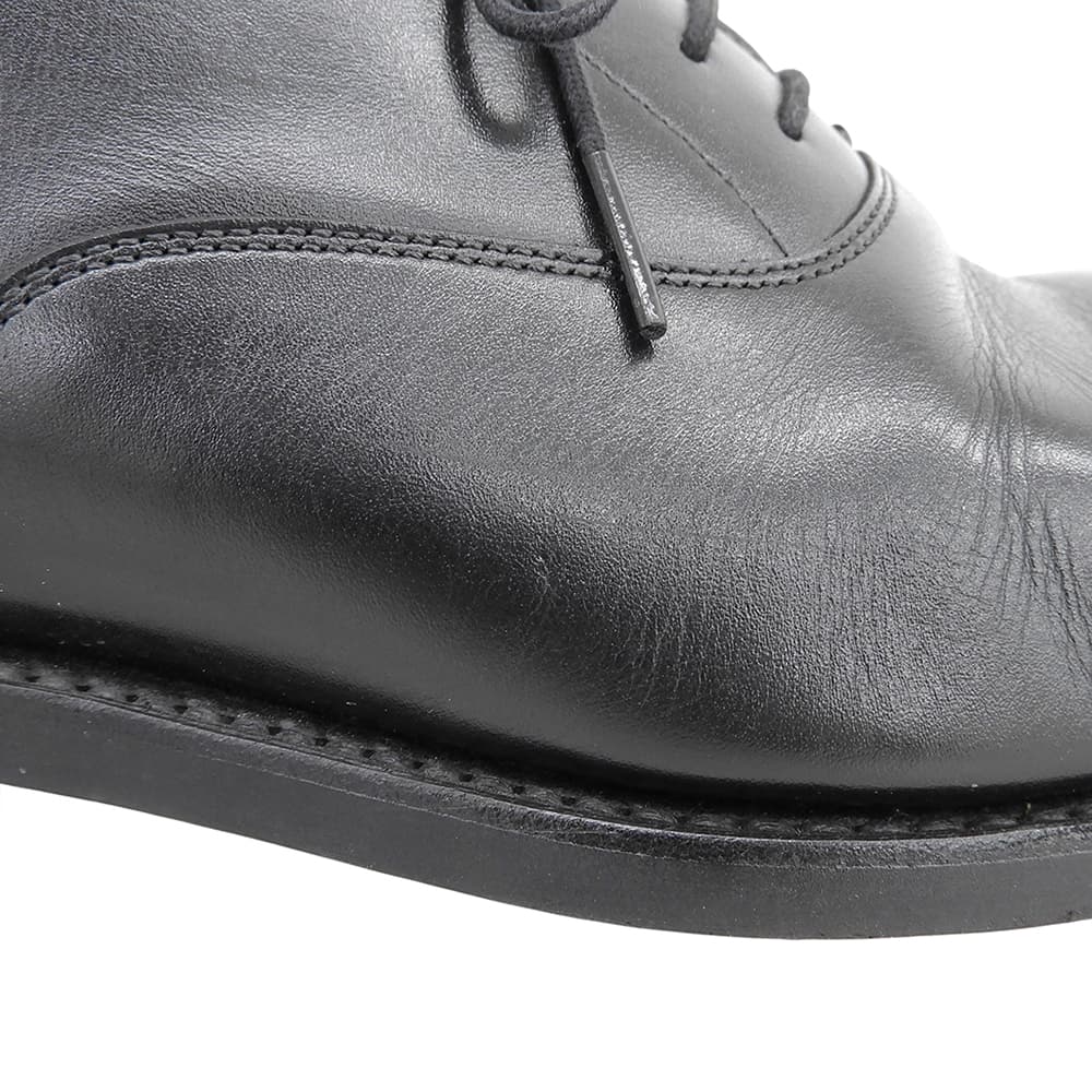 SCOTCH GRAIN Leather Straight Tip Sneakers Black Size 25.5