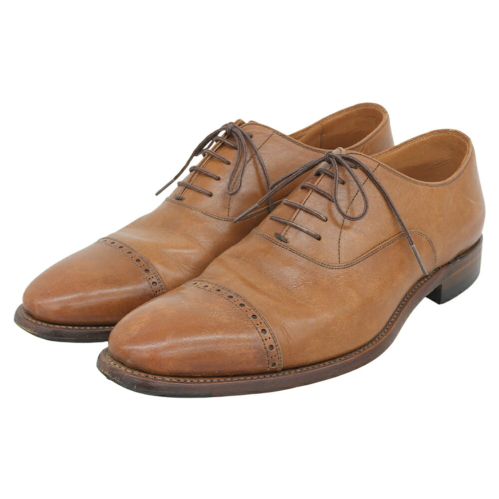 SCOTCH GRAIN Leather Punched Cap Sneakers Brown Size 25.5