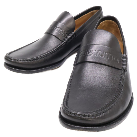 LOUIS VUITTON Leather Loafers Black Size 6