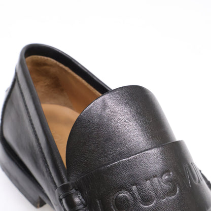 LOUIS VUITTON Leather Loafers Black Size 6