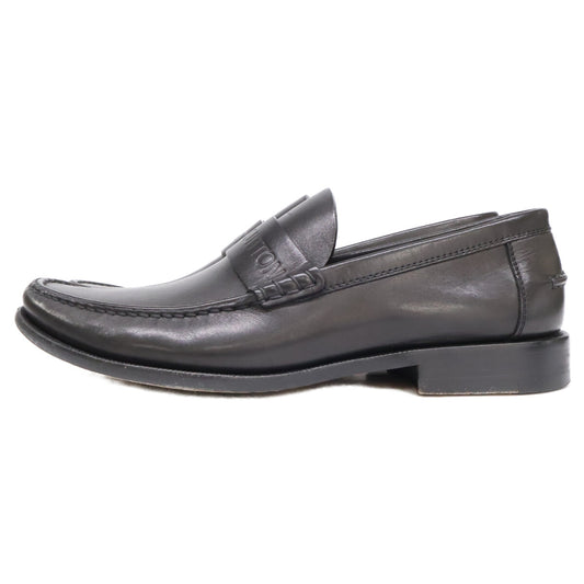 LOUIS VUITTON Leather Loafers Black Size 6