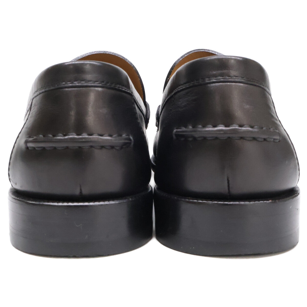 LOUIS VUITTON Leather Loafers Black Size 6