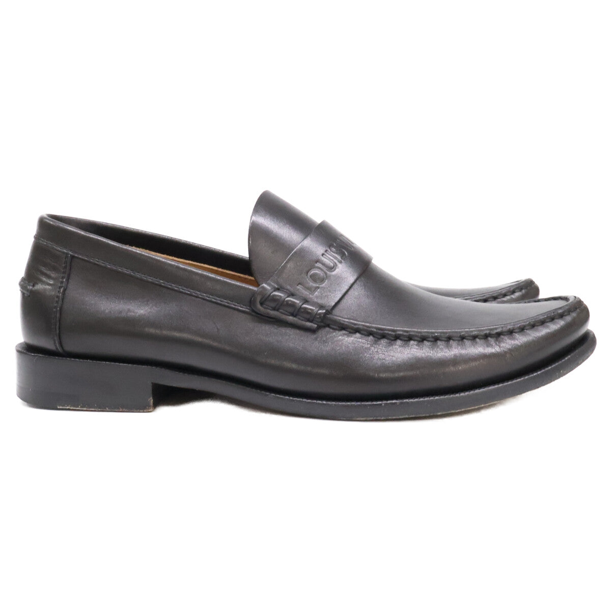 LOUIS VUITTON Leather Loafers Black Size 6