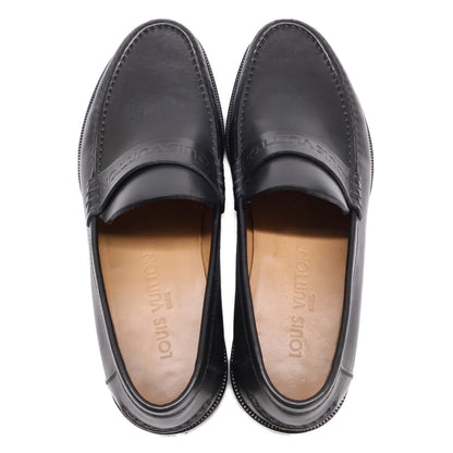 LOUIS VUITTON Leather Loafers Black Size 6