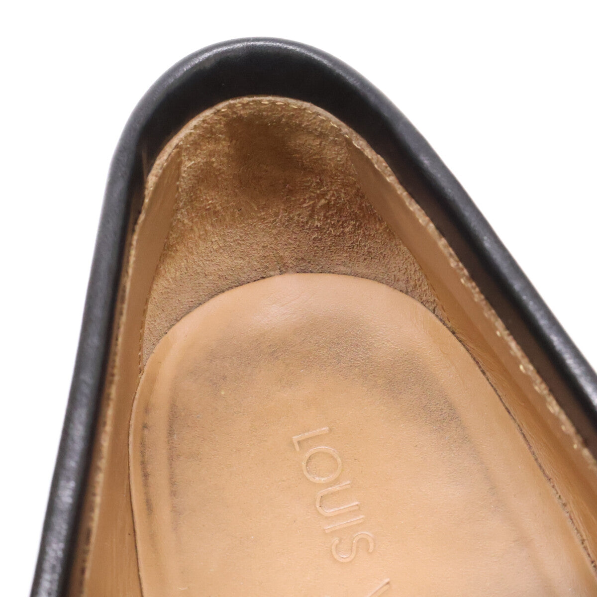 LOUIS VUITTON Leather Loafers Black Size 6