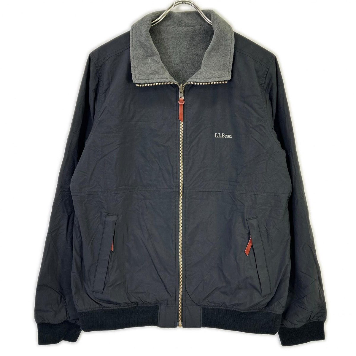 L.L.Bean Nylon Reversible Warm-Up Jacket Black Size M