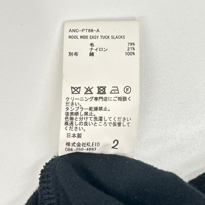 ANCELLM 25AW Wool Wide Easy Tuck Black Size 2