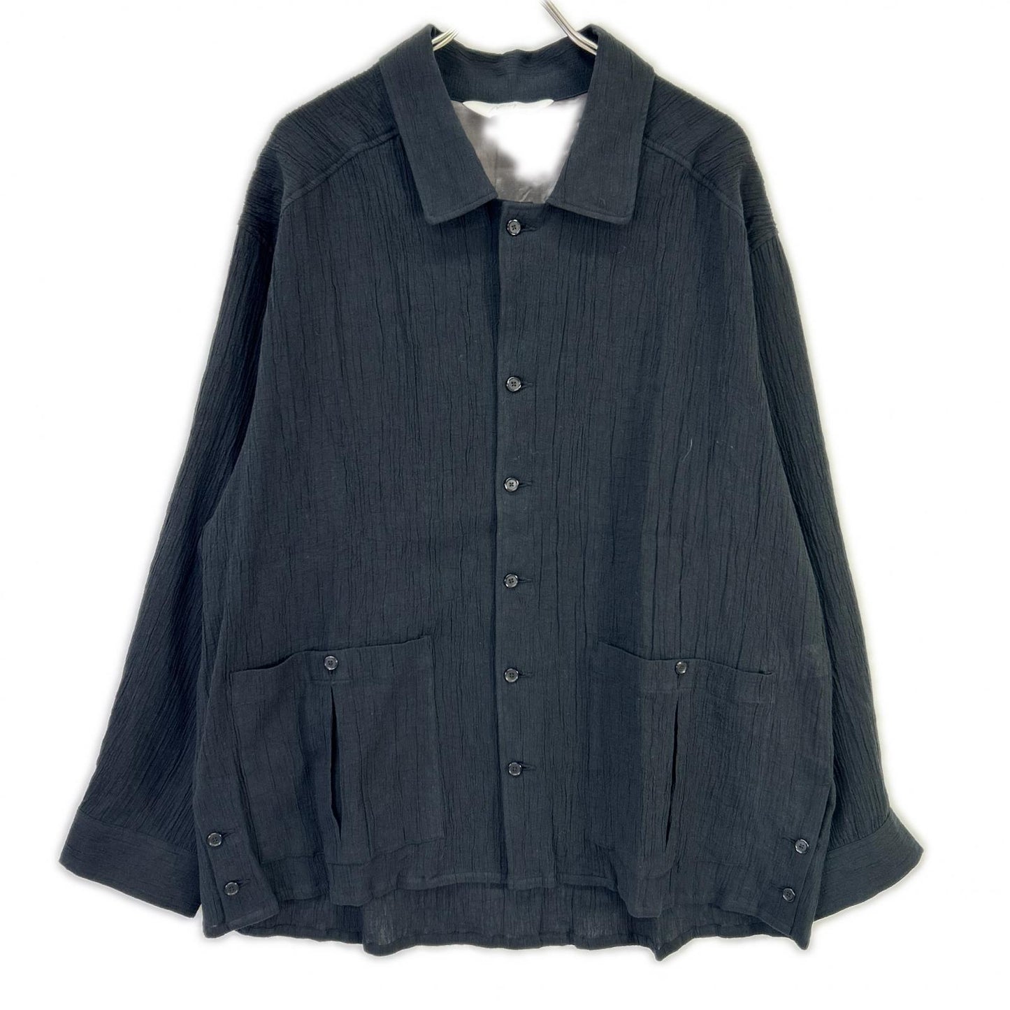 ANCELLM 26SS Black Crepe Shirt Jacket Size 2