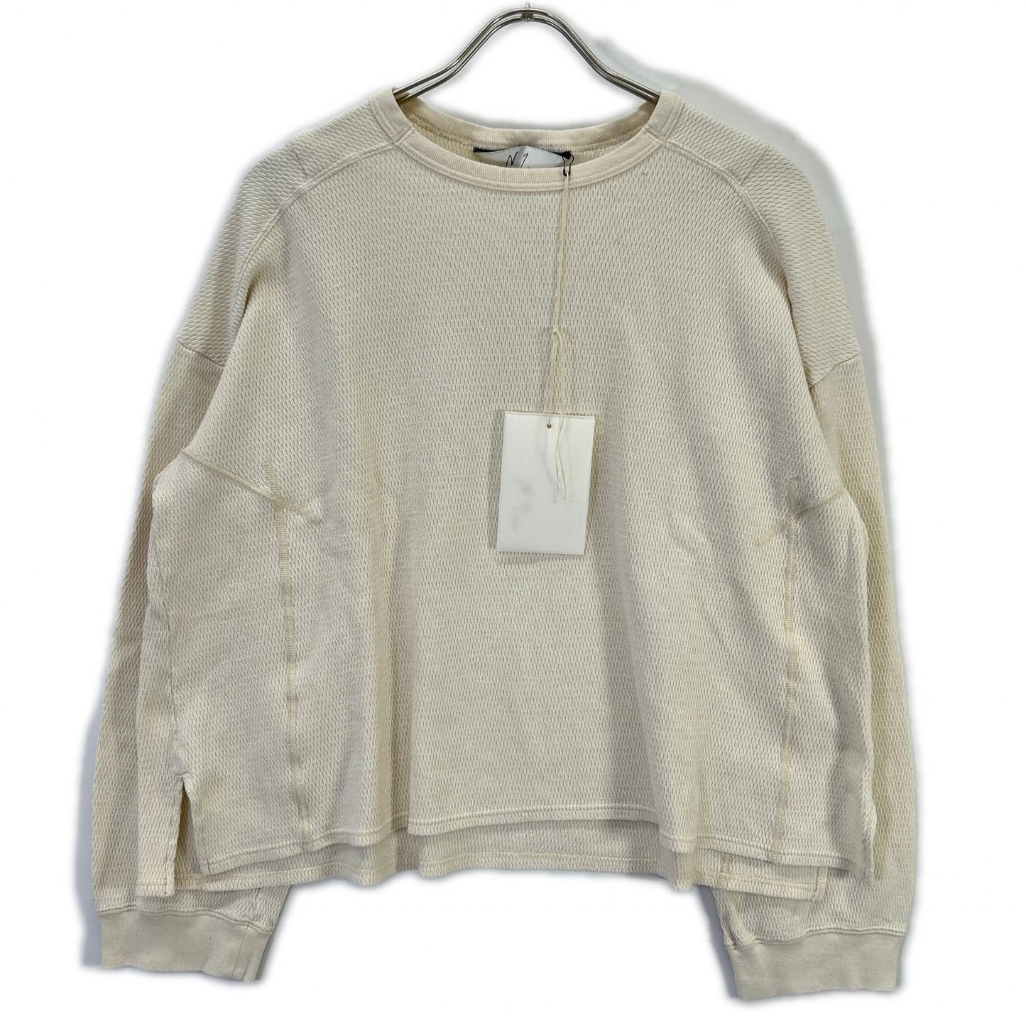 ANCELLM White Waffle Crew Neck Long Sleeve Size 2