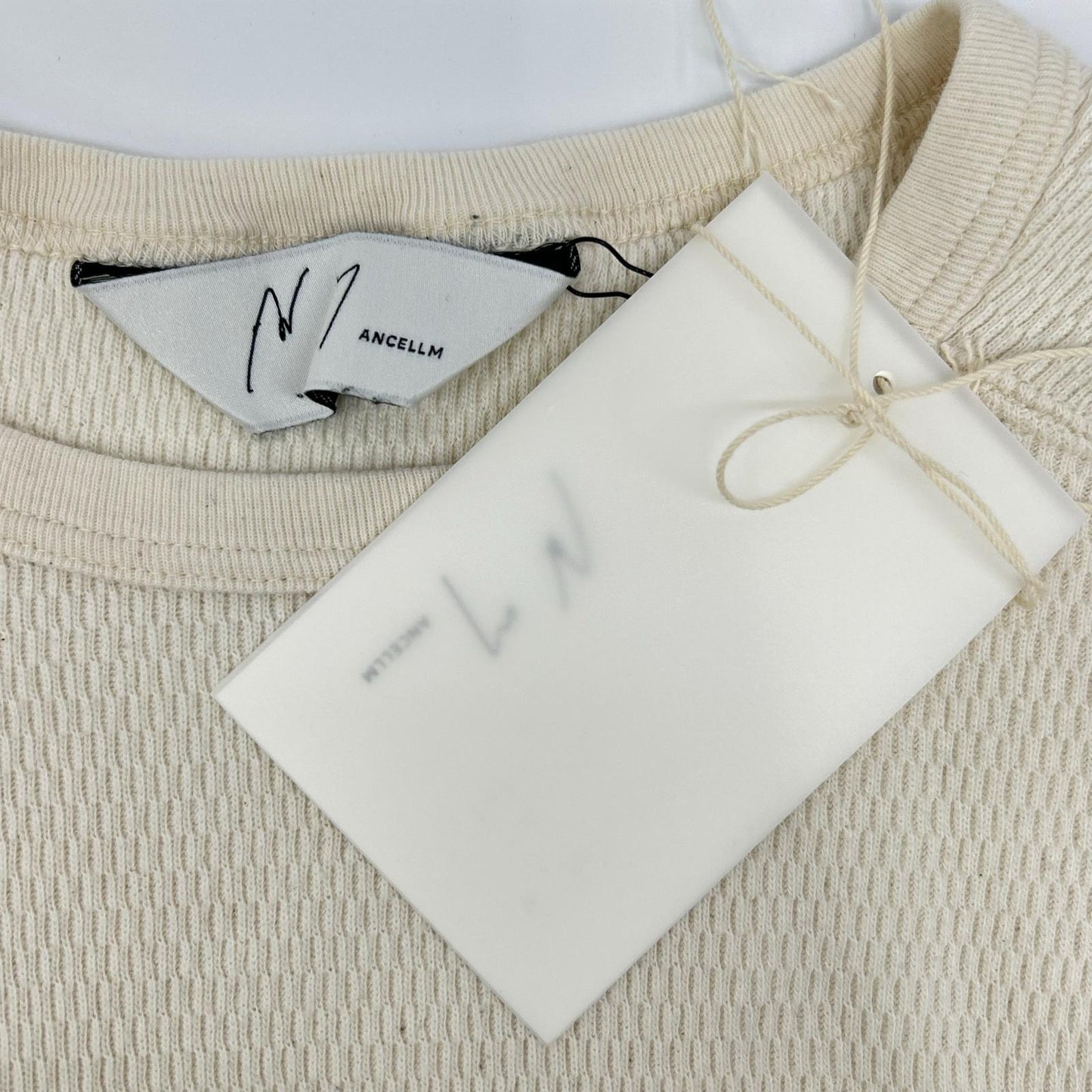 ANCELLM White Waffle Crew Neck Long Sleeve Size 2