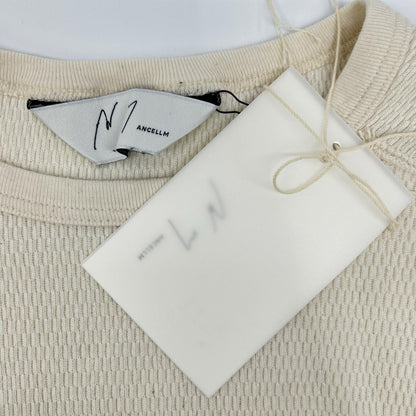 ANCELLM White Waffle Crew Neck Long Sleeve Size 2