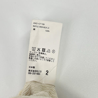ANCELLM White Waffle Crew Neck Long Sleeve Size 2