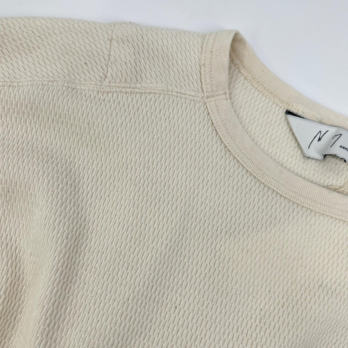 ANCELLM White Waffle Crew Neck Long Sleeve Size 2