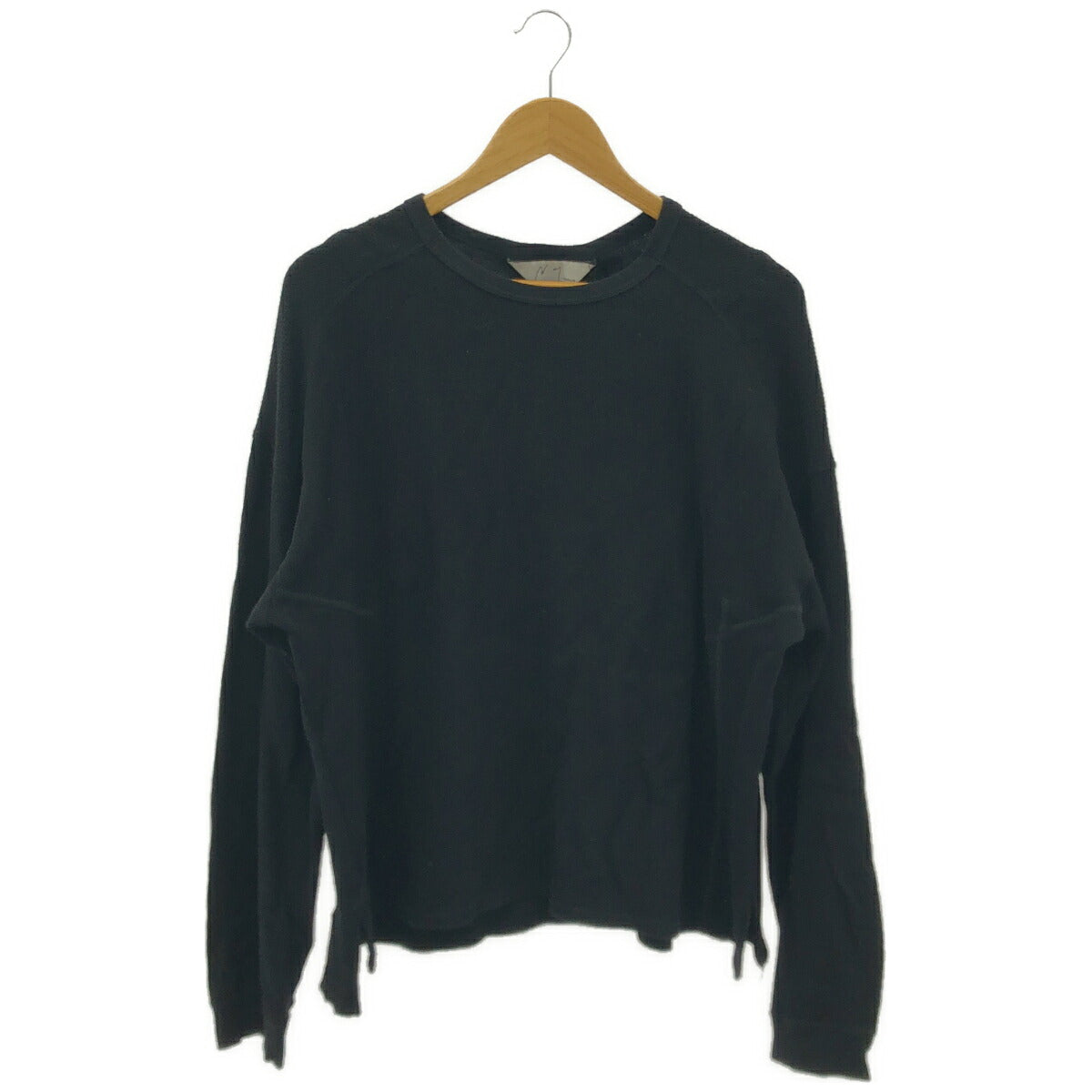 ANCELLM Black Waffle Crew Neck Long Sleeve Size 2