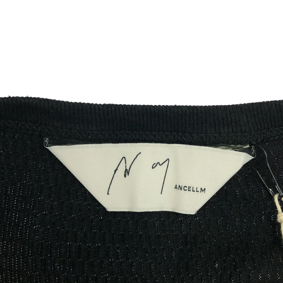 ANCELLM Black Waffle Crew Neck Long Sleeve Size 2