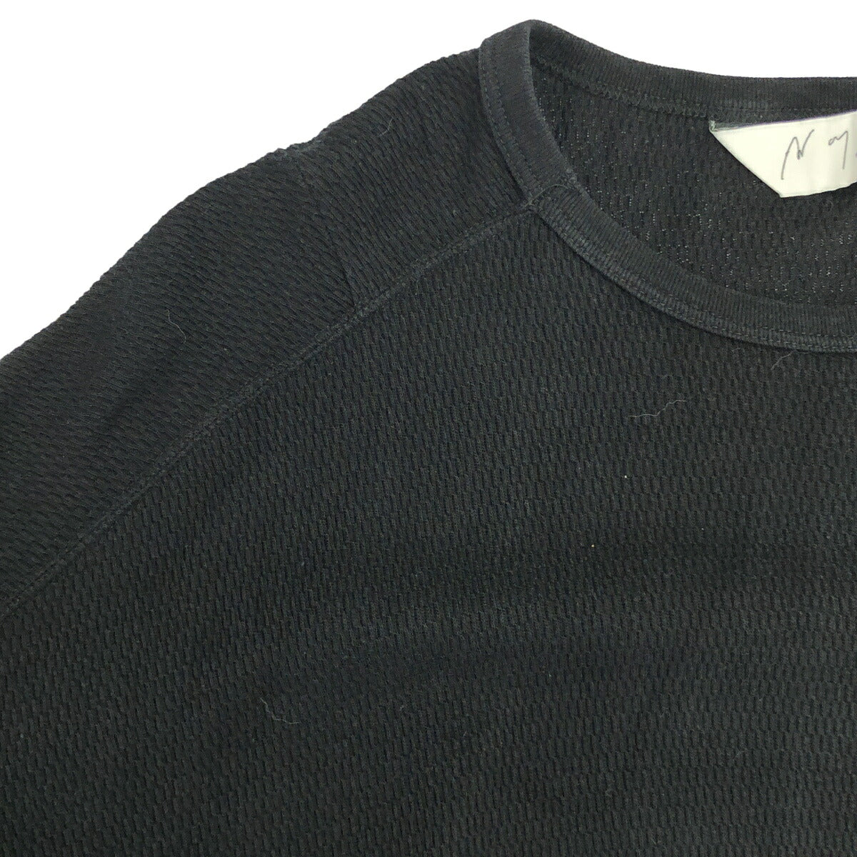 ANCELLM Black Waffle Crew Neck Long Sleeve Size 2