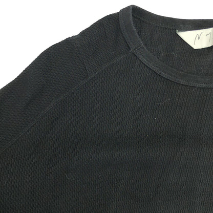 ANCELLM Black Waffle Crew Neck Long Sleeve Size 2