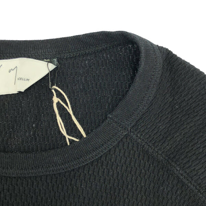 ANCELLM Black Waffle Crew Neck Long Sleeve Size 2