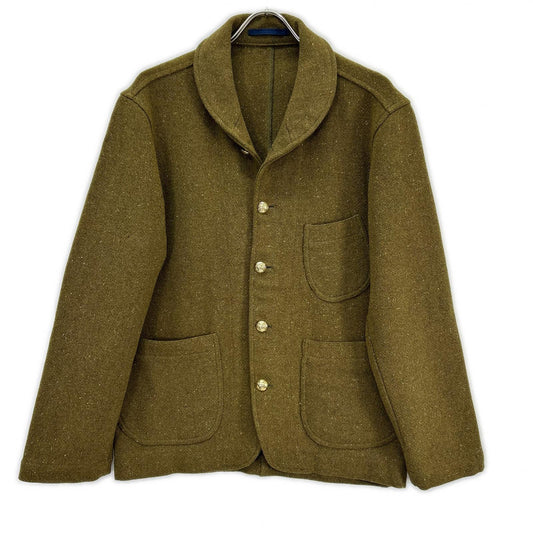 FORTELA Olive Vintage Fabric Gold Button Deck Jacket Size 44