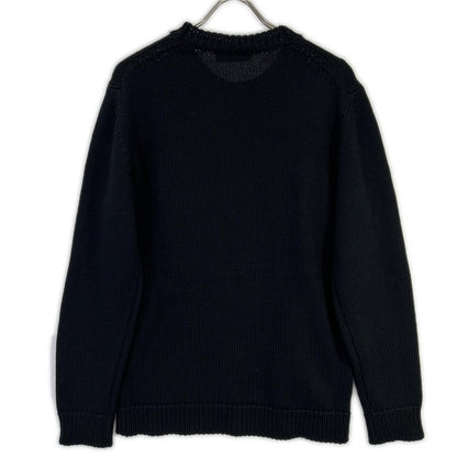 FENDI Black Wool Logo Crewneck Sweatshirt Size 52