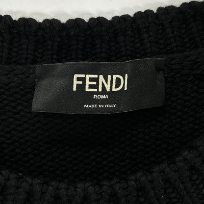 FENDI Black Wool Logo Crewneck Sweatshirt Size 52