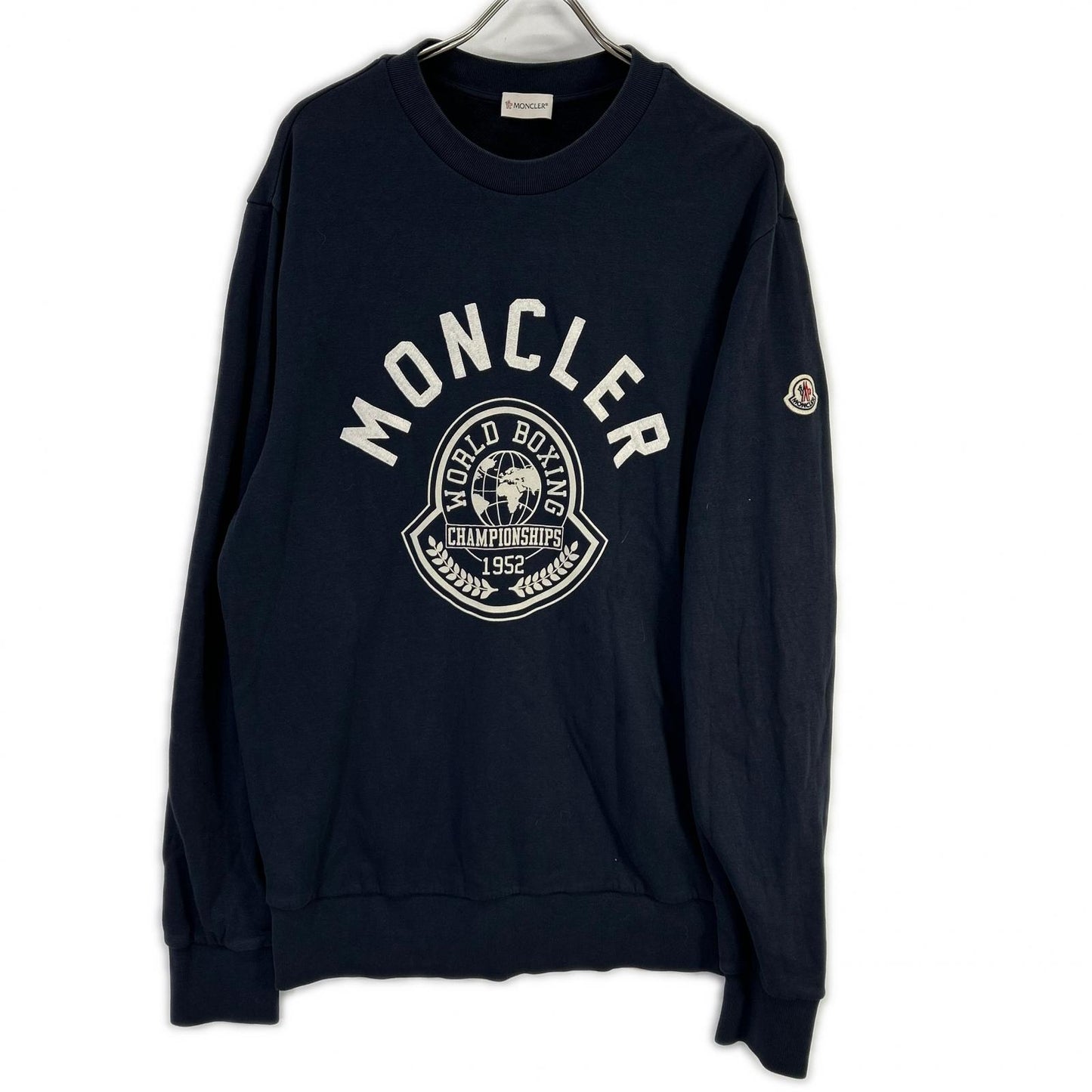 MONCLER 22 Felpa Patch Logo Crewneck Sweatshirt Navy Size L