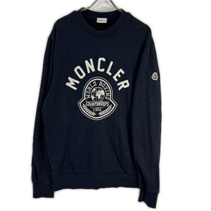 MONCLER 22 Felpa Patch Logo Crewneck Sweatshirt Navy Size L